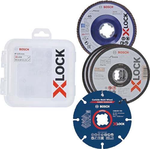 Bosch Professional 2608619374 5-Piece X-Lock Cutting Discs Set (Stainless Steel, Metal, Ø 125 mm, Accessories for Angle Grinders)