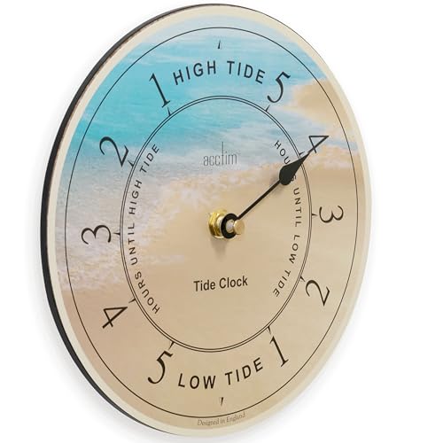 Acctim Tidal Wall Clock High & Low Tide, Blue/Yellow, 20cm