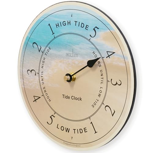 Acctim Tidal Wall Clock High & Low Tide, Blue/Yellow, 20cm