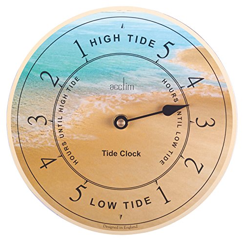 Acctim Tidal Wall Clock High & Low Tide, Blue/Yellow, 20cm