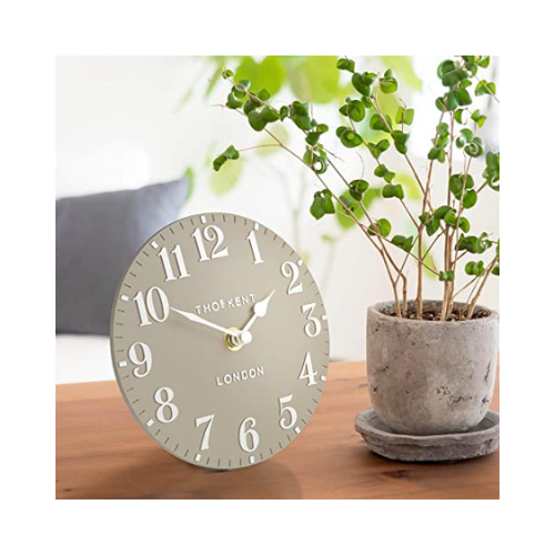 Thomas Kent London Thomas Kent 6inch Arabic Design Mantel Clock Sand Colour, 15cm diameter